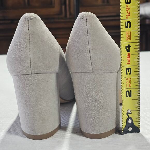 Marc Fisher Claire Gray Multi Suede Leather Pointed Toe Block Heel Pumps Size 8M - Picture 9 of 10